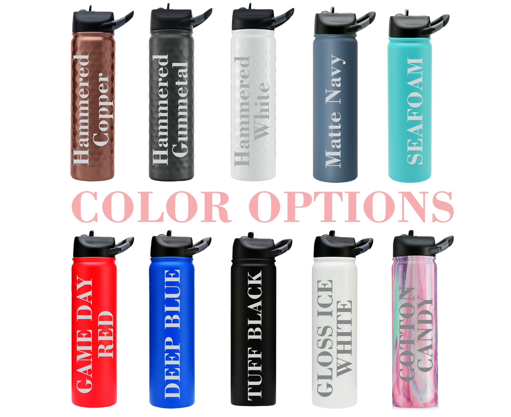 PERSONALIZED | Engraved 27 oz Stainless Steel Double-Walled Sports Water Bottle with Straw