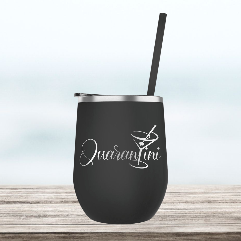 Quarantini | Engraved Wine Tumbler | Insulated Double-Walled Stainless Steel with Lid & Straw