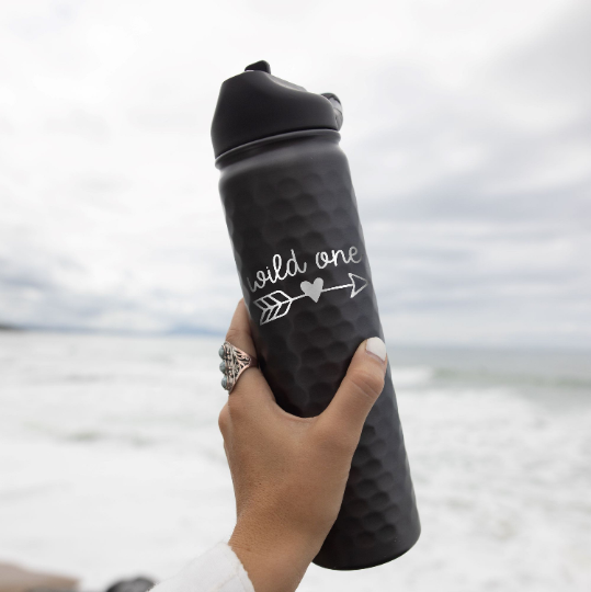 Wild One | Engraved 27 oz Stainless Steel Double-Walled Sports Water Bottle with Straw