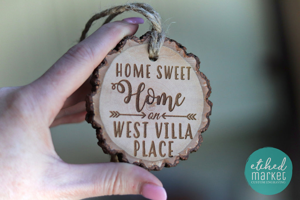 NEW HOME 2022 Wood Slice Ornament, Housewarming Personalized Wooden Charm, Housewarming gift, Rustic Wood Slice, Realtor Gift