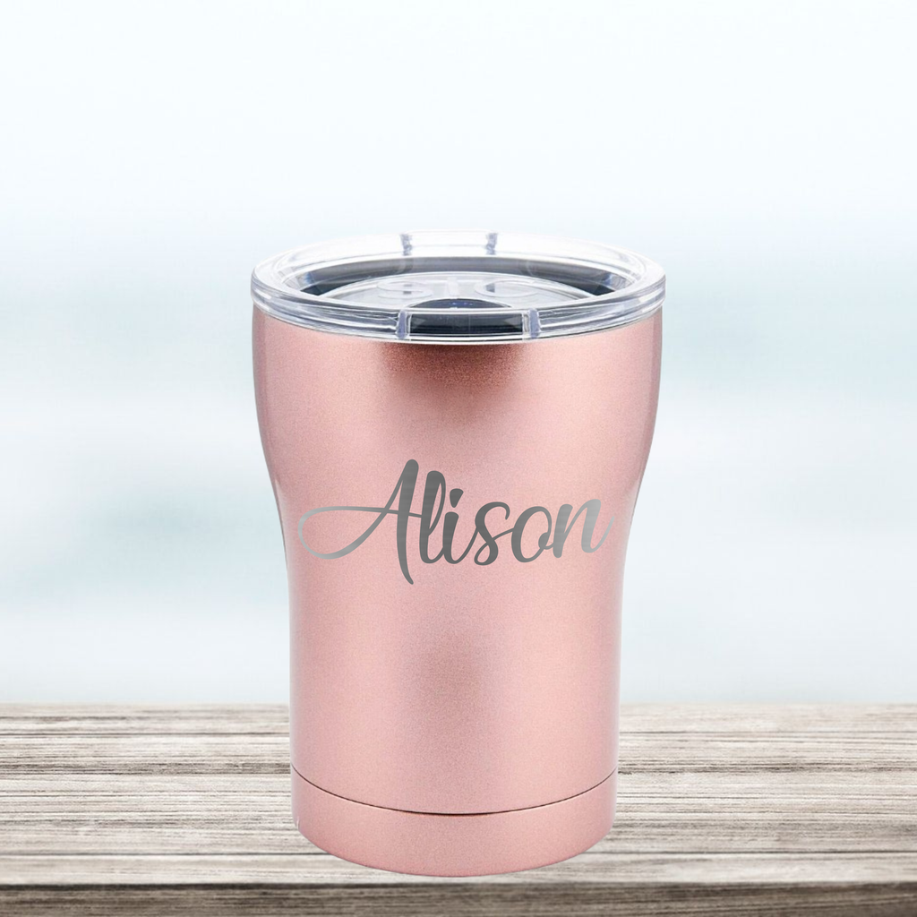 Monogram | 12 oz Engraved Tumbler with Lid | Coffee or Wine Cup