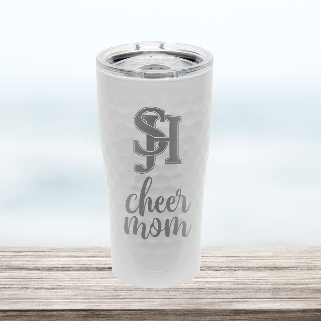 SJHHS "Cheer Mom" - 20 oz Tumbler - Hammered White