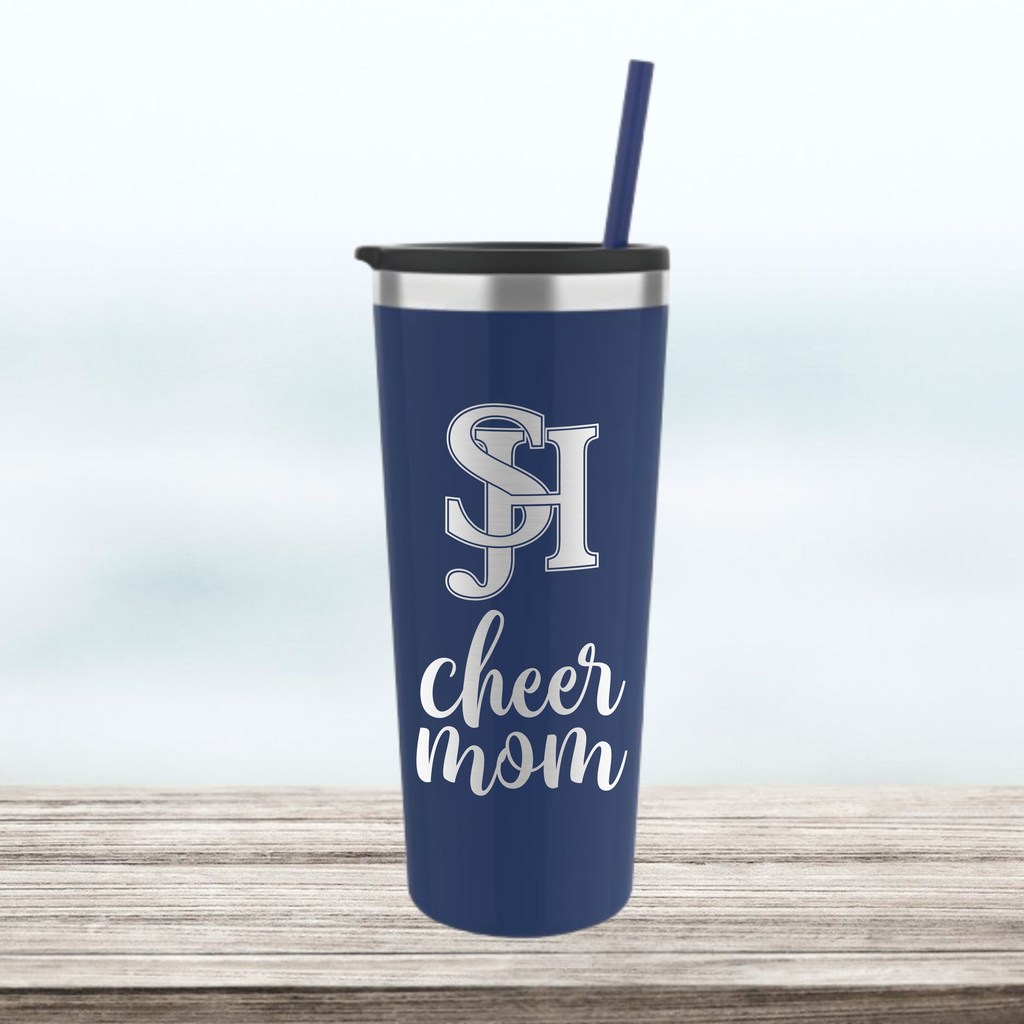 SJHHS "Cheer Mom" - 22 oz Tumbler  - Navy Blue