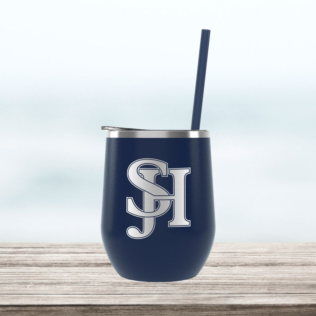 SJHHS (Logo Only) - Engraved Wine Tumbler - Navy Blue