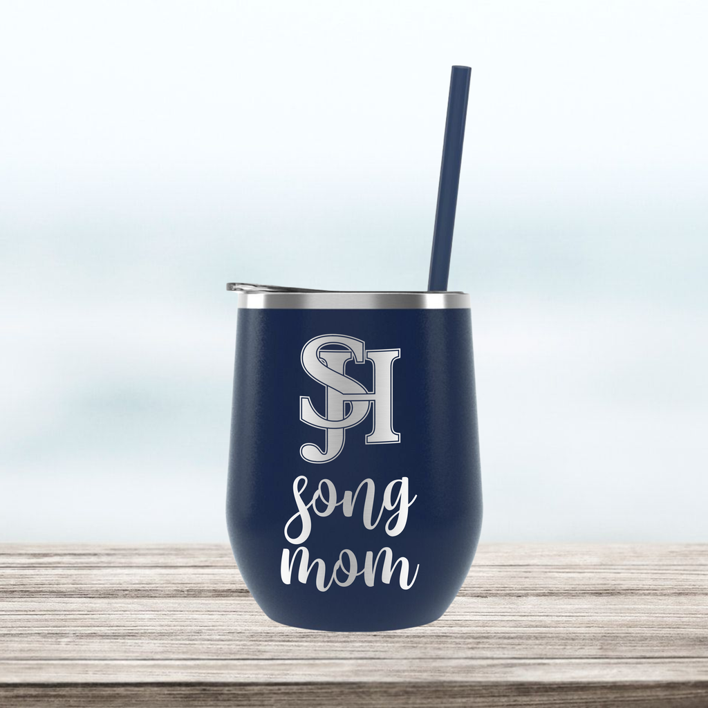 SJHHS "Song Mom" - Engraved Wine Tumbler - Navy Blue