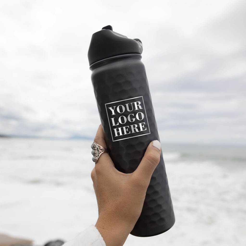 YOUR LOGO | Engraved 27 oz Stainless Steel Double-Walled Sports Water Bottle with Straw