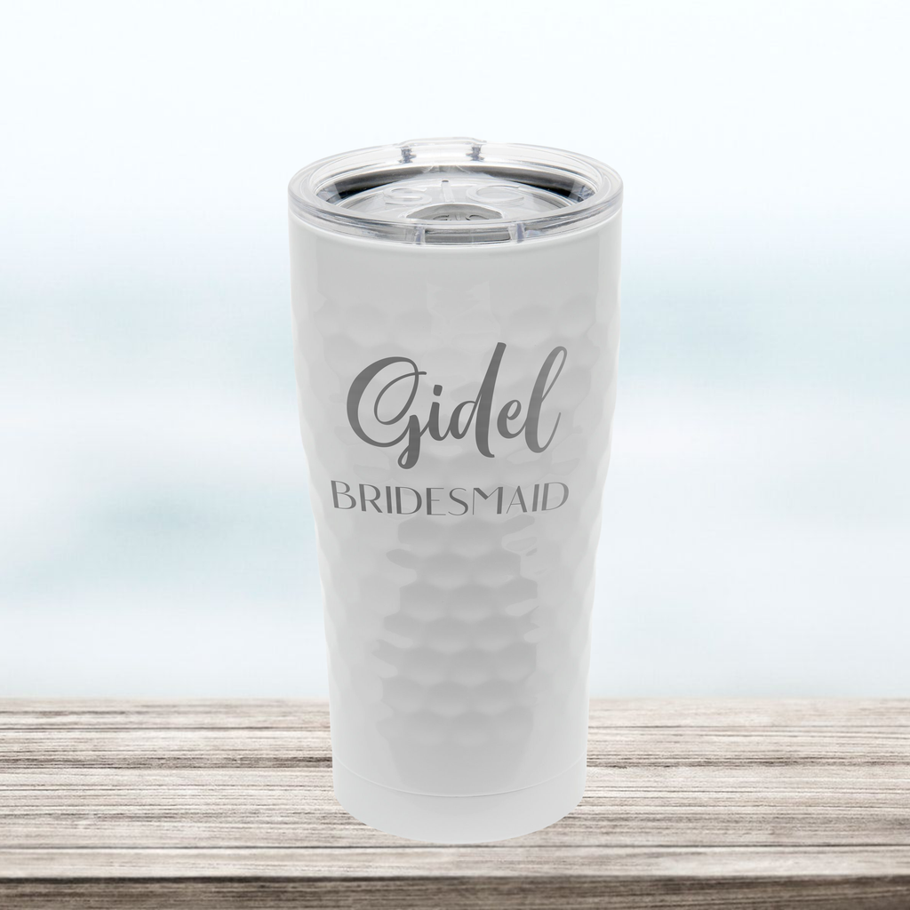 Bridesmaid & Groomsmen | 20 oz Engraved Tumbler with Lid | Personalized