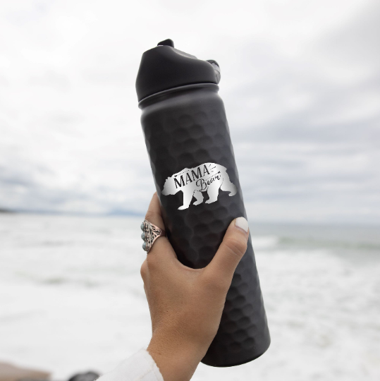 Mama Bear | Engraved 27 oz Stainless Steel Double-Walled Sports Water Bottle with Straw