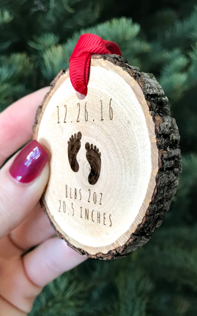 Baby's First Christmas 2022 Ornament, Custom Wood Slice, Personalized Christmas Ornament, Rustic ornament, New baby, baby shower