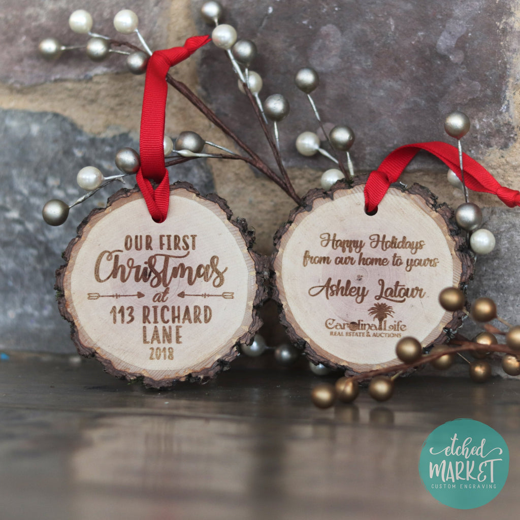 Realtor Gift OUR FIRST CHRISTMAS Personalized Wooden 2022 Ornament