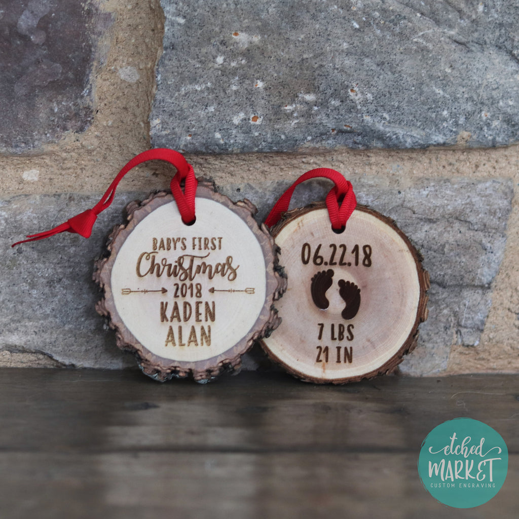 Baby's First Christmas 2022 Ornament, Custom Wood Slice, Personalized Christmas Ornament, Rustic ornament, New baby, baby shower