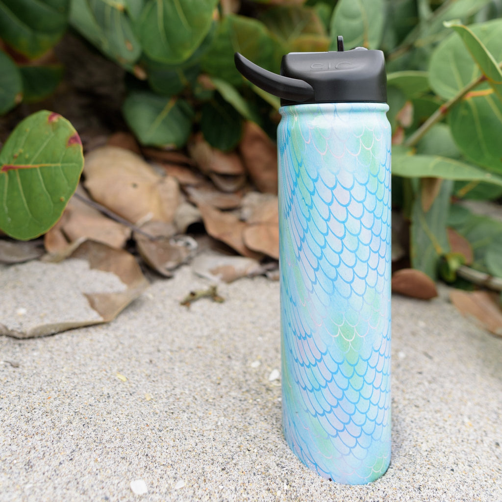 Salty Air and Mermaid Hair | Engraved 27 oz Stainless Steel Double-Walled Sports Water Bottle with Straw