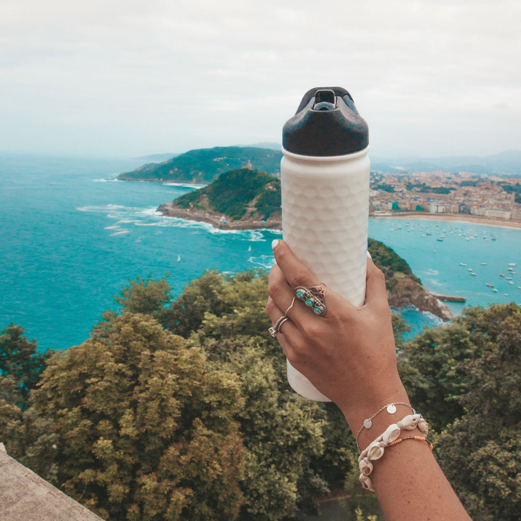 Salty Air and Mermaid Hair | Engraved 27 oz Stainless Steel Double-Walled Sports Water Bottle with Straw