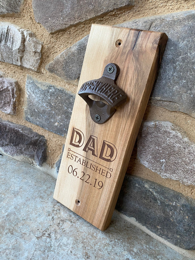 Dad Established Bottle Opener | Custom Engraved | Personalized Gift | Gift for Him, Father's Day, Gift for new Dad, Man Cave, Grandpa, Papa