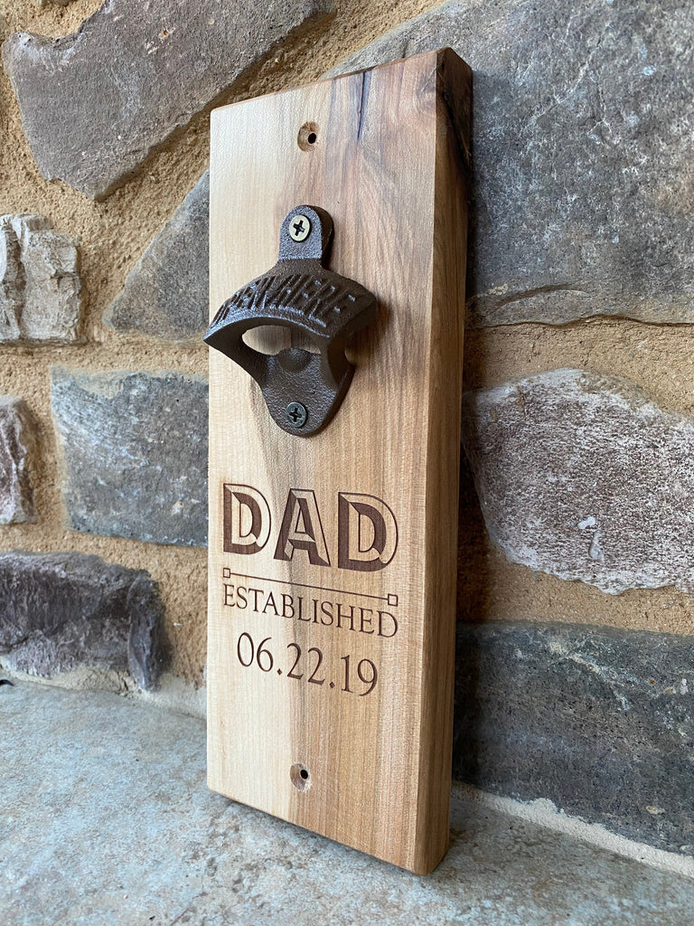 Dad Established Bottle Opener | Custom Engraved | Personalized Gift | Gift for Him, Father's Day, Gift for new Dad, Man Cave, Grandpa, Papa