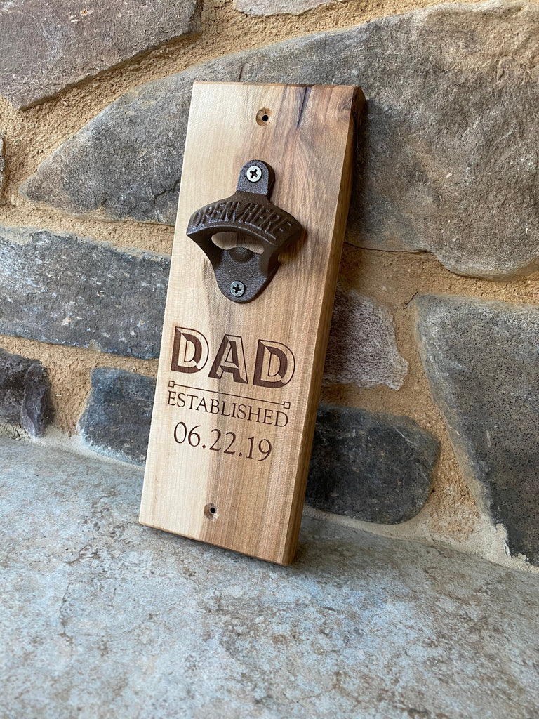 Dad Established Bottle Opener | Custom Engraved | Personalized Gift | Gift for Him, Father's Day, Gift for new Dad, Man Cave, Grandpa, Papa