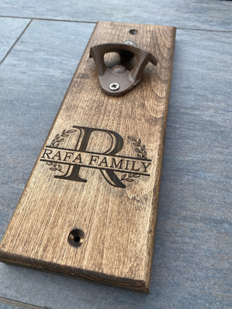 Custom Engraved Wood Bottle Opener | Personalized Gift | Gift for Him, Father's Day, Groomsmen, Best Man, Man Cave, beer outdoor bbq