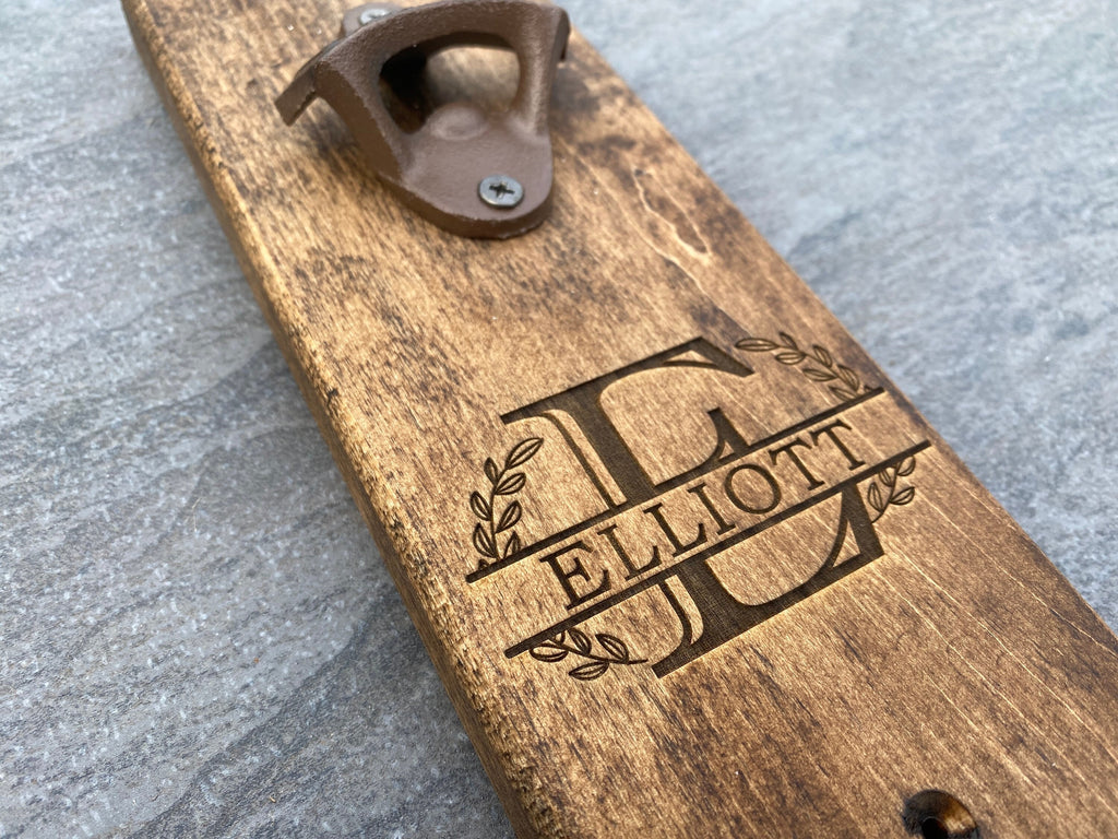 Custom Engraved Wood Bottle Opener | Personalized Gift | Gift for Him, Father's Day, Groomsmen, Best Man, Man Cave, beer outdoor bbq