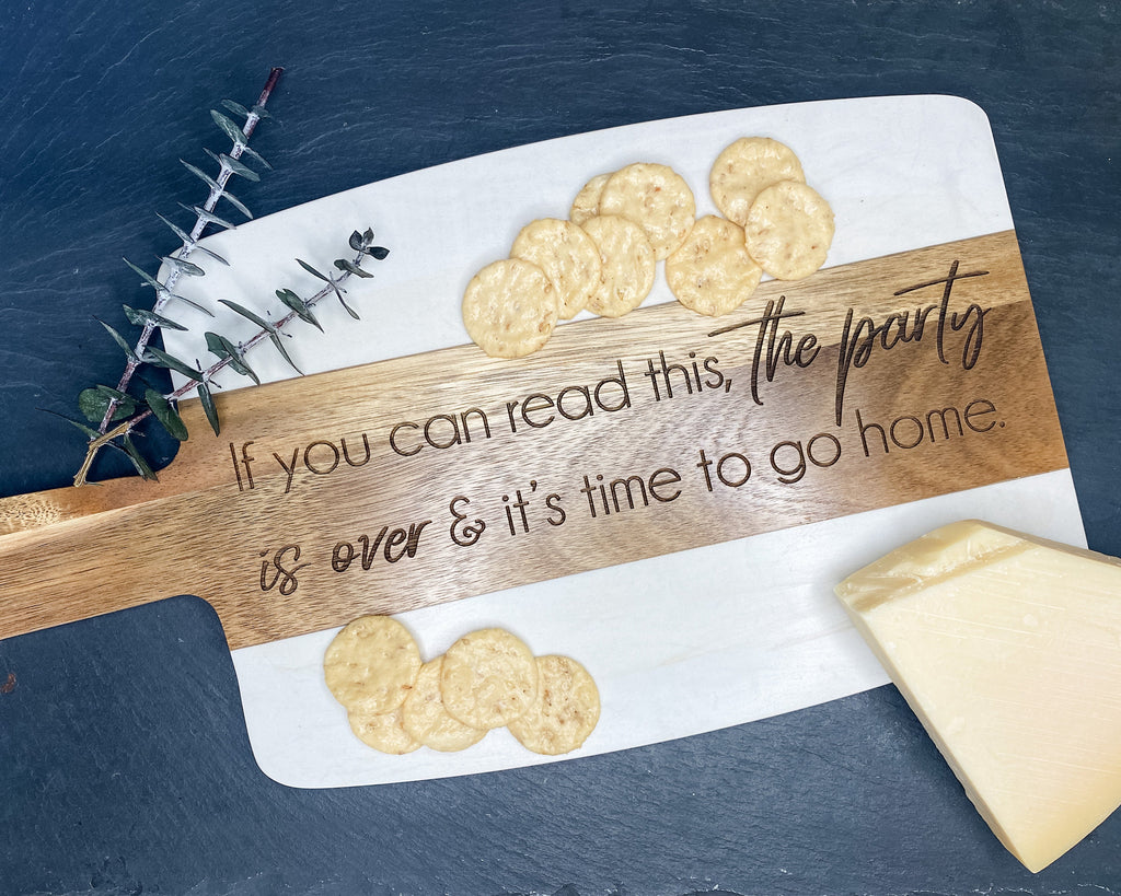 Marble & Wood Charcuterie Board | If you can read this, the party is over | Funny | Cutting board, Gift for Hostess, housewarming, wedding