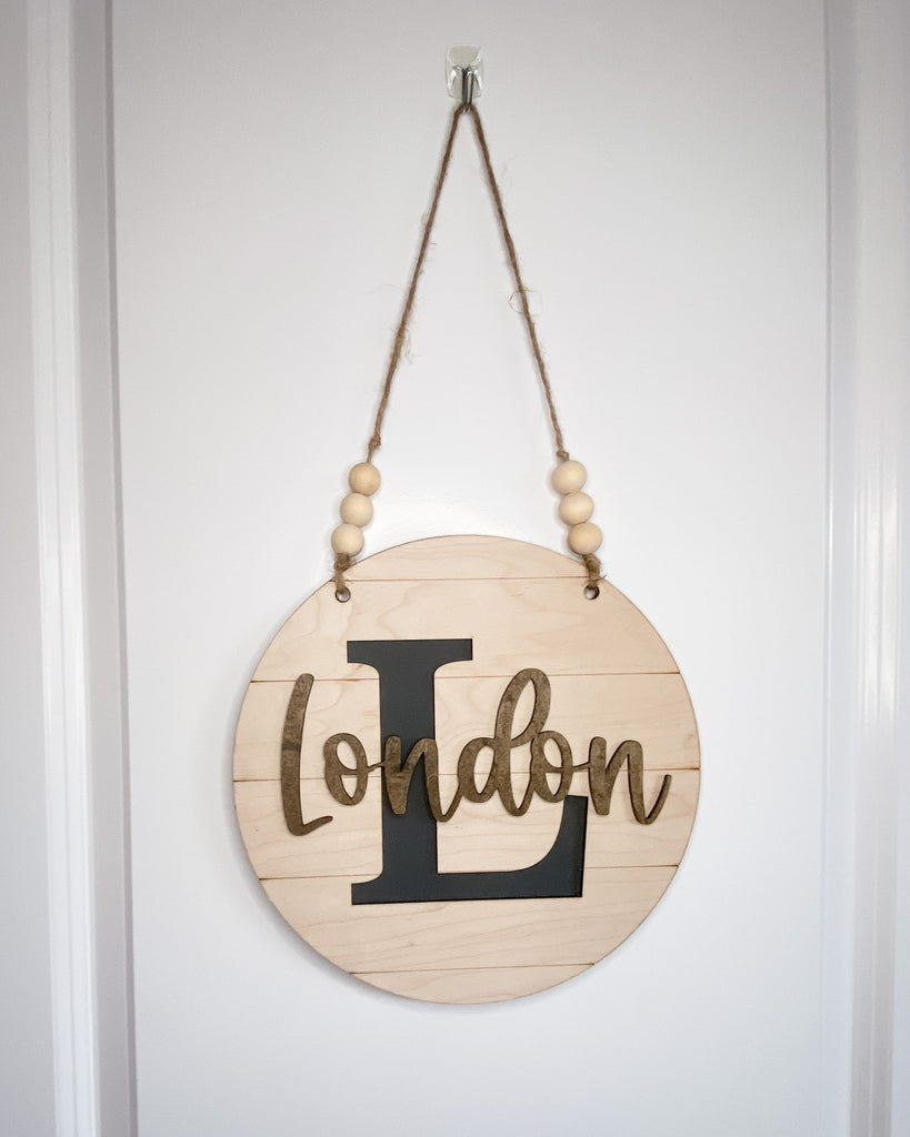 Personalized Door Sign, Custom engraved wood door hanger for bedroom door, kid’s name room door sign