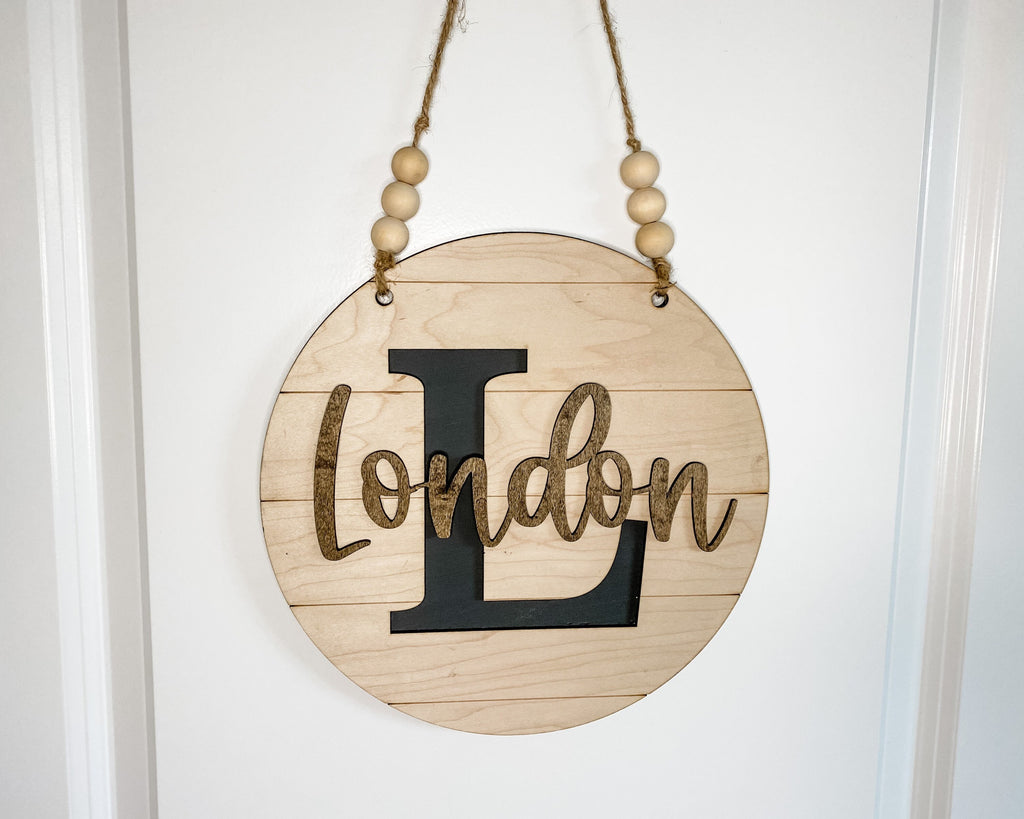 Personalized Door Sign, Custom engraved wood door hanger for bedroom door, kid’s name room door sign