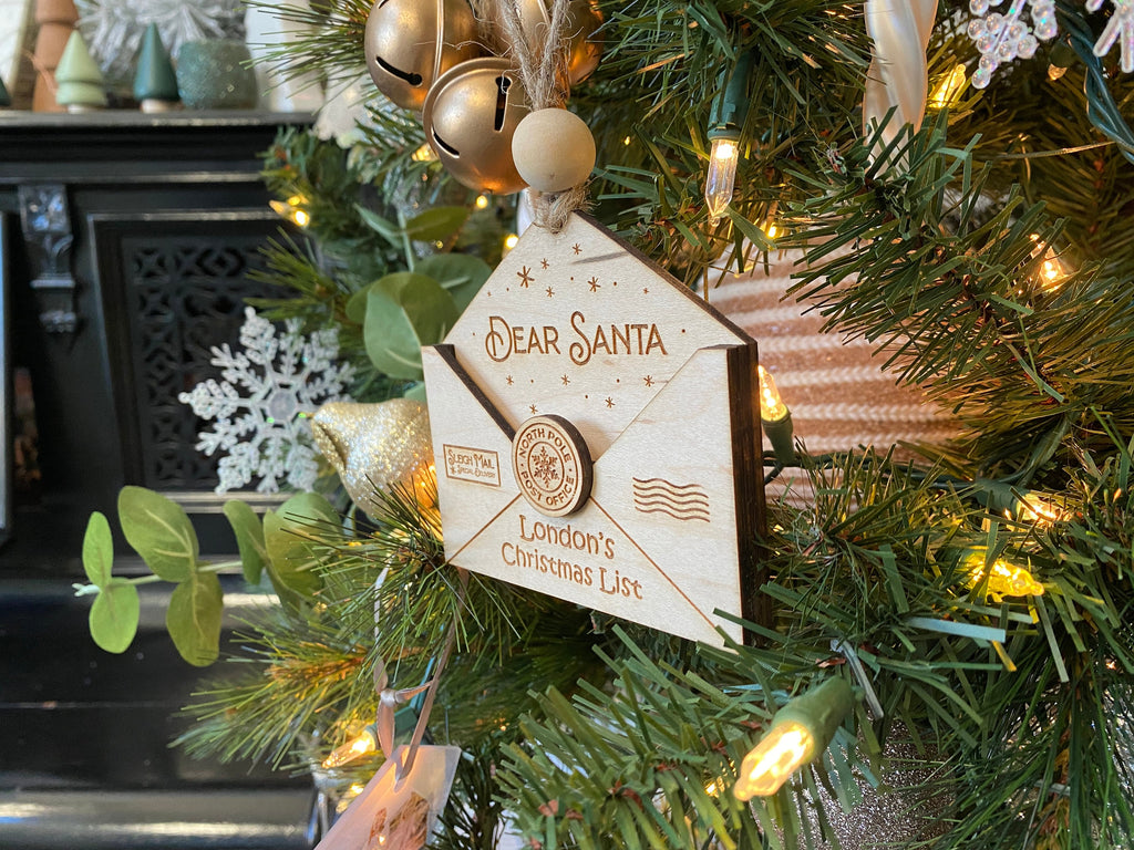Santa Christmas List 3D Ornament, Personalized Wood, Laser-engraved, Customizable, Kid's Ornament,